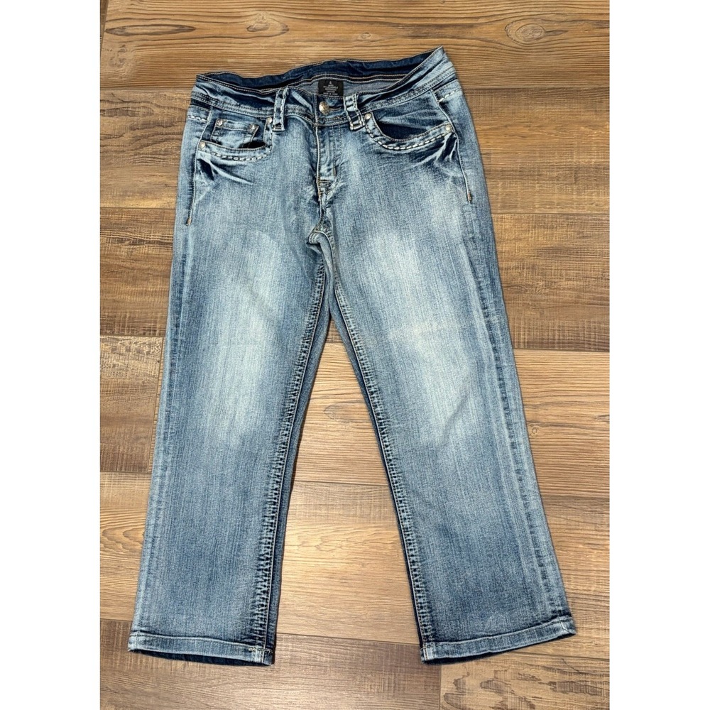 Road runner apparel Y2K bling pockets thick stitch Low Rise Sz 4 Jean Capri